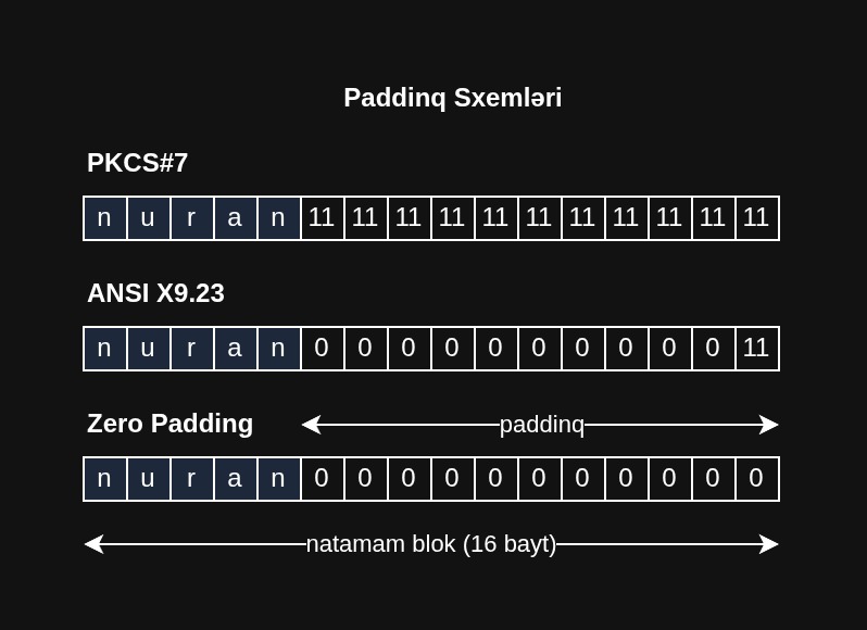 AES - Doldurma/Paddinq Sxemləri